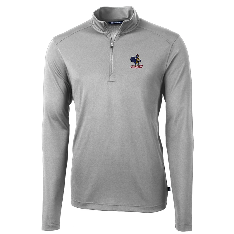 Men's Cutter & Buck Gray Delaware Fightin' Blue Hens Team Big Tall Virtue Eco Pique Recycled Quarter-Zip Pullover Top