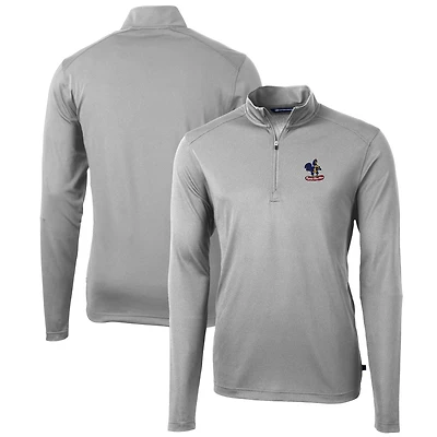 Men's Cutter & Buck Gray Delaware Fightin' Blue Hens Team Big Tall Virtue Eco Pique Recycled Quarter-Zip Pullover Top