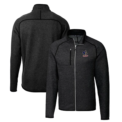 Men's Cutter & Buck Heather Charcoal Delaware Fightin' Blue Hens Mainsail Sweater-Knit Big Tall Full-Zip Jacket