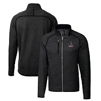 Men's Cutter & Buck Heather Charcoal Delaware Fightin' Blue Hens Mainsail Sweater-Knit Big Tall Full-Zip Jacket