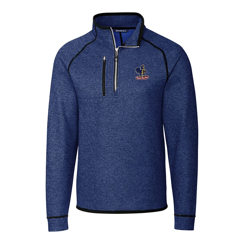 Men's Cutter & Buck Heather Royal Delaware Fightin' Blue Hens Mainsail Sweater-Knit Half-Zip Pullover Jacket