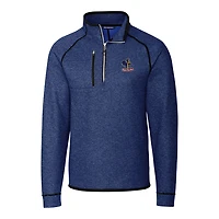 Men's Cutter & Buck Heather Royal Delaware Fightin' Blue Hens Mainsail Sweater-Knit Half-Zip Pullover Jacket