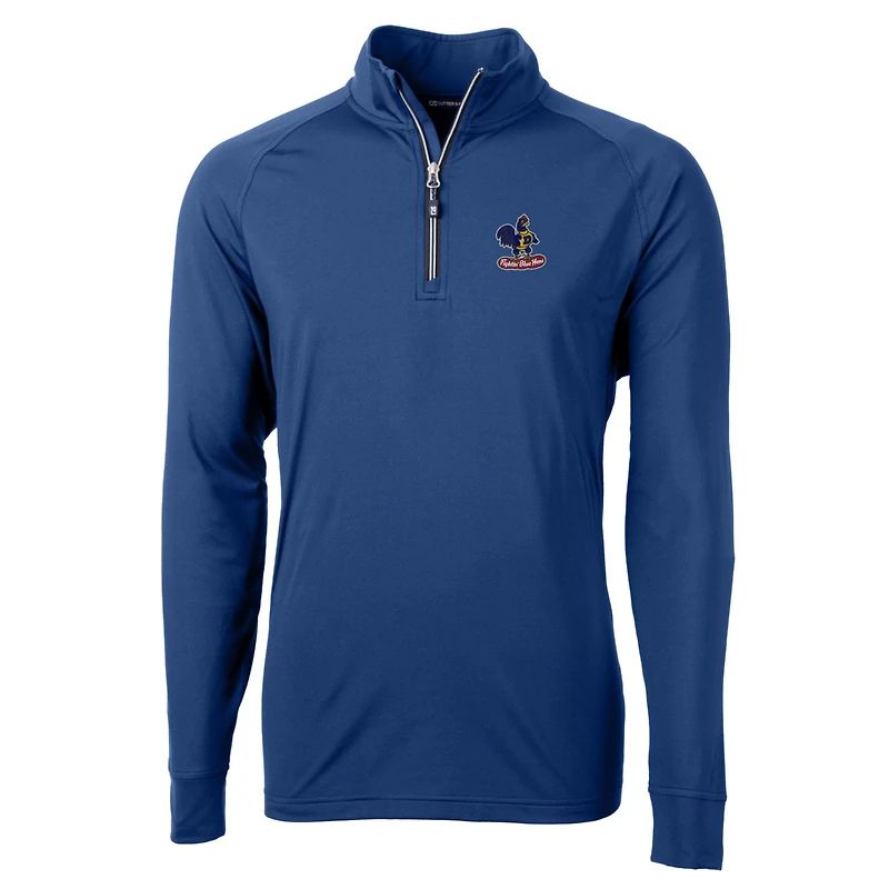 Men's Cutter & Buck Royal Delaware Fightin' Blue Hens Adapt Eco Knit Stretch Recycled Big Tall Quarter-Zip Pullover Top