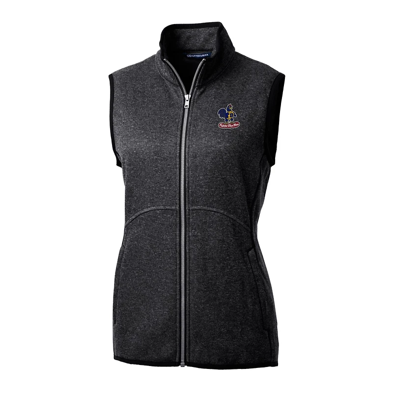 Gilet zippé basique en maille Cutter & Buck Heather Charcoal Delaware Fightin' Blue Hens Mainsail pour femme