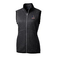 Gilet zippé basique en maille Cutter & Buck Heather Charcoal Delaware Fightin' Blue Hens Mainsail pour femme
