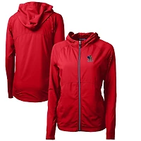 Women's Cutter & Buck Red Delaware Fightin' Blue Hens Adapt Eco Knit Hybrid Recycled Full-Zip Hoodie