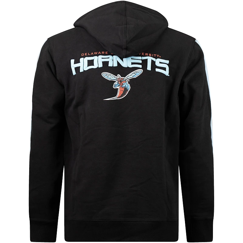 Sweat à capuche rayures surdimensionnées FISLL pour hommes, Delaware State Hornets, noir