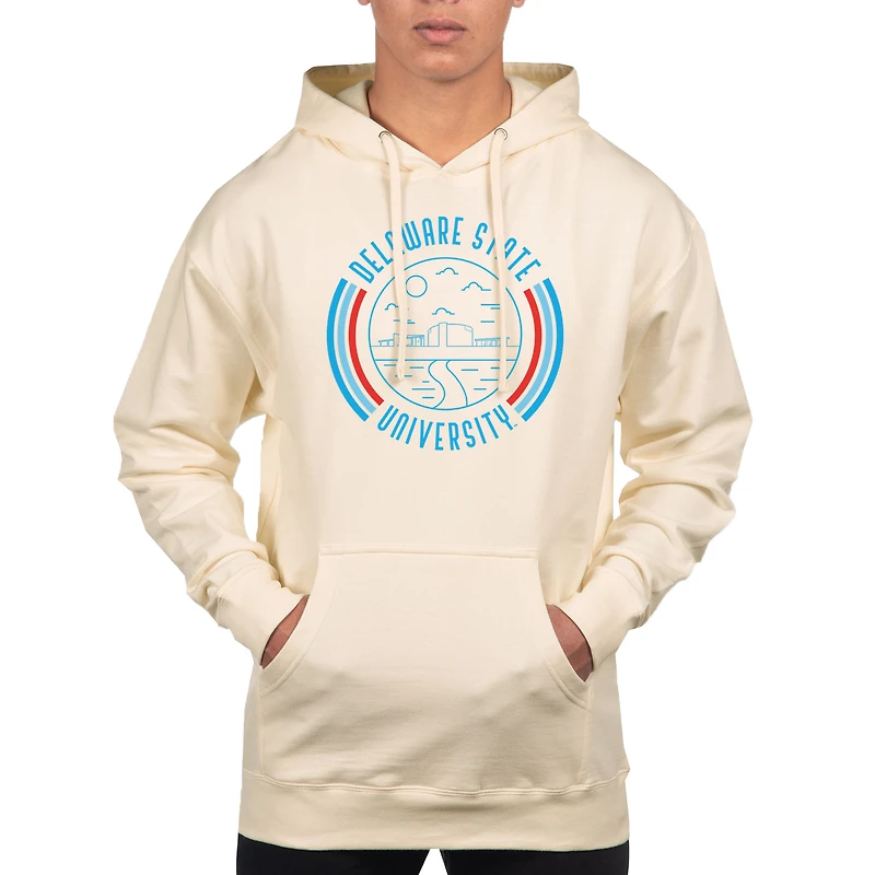 Sweat à capuche standard Uscape Apparel pour homme, couleur crème, des Delaware State Hornets