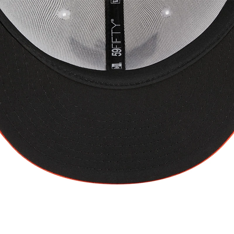 Casquette ajustée New Era 59FIFTY pour homme, noire et orange, Delmarva Shorebirds Marvel x Minor League