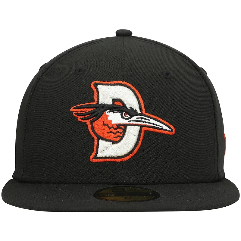 Men's New Era Black Delmarva Shorebirds Authentic Collection Road 59FIFTY Fitted Hat