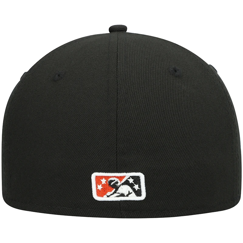 Men's New Era Black Delmarva Shorebirds Authentic Collection Road 59FIFTY Fitted Hat