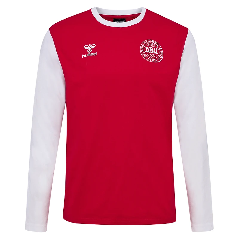 T-shirt rouge à manches longues pour hommes, équipe nationale du Danemark