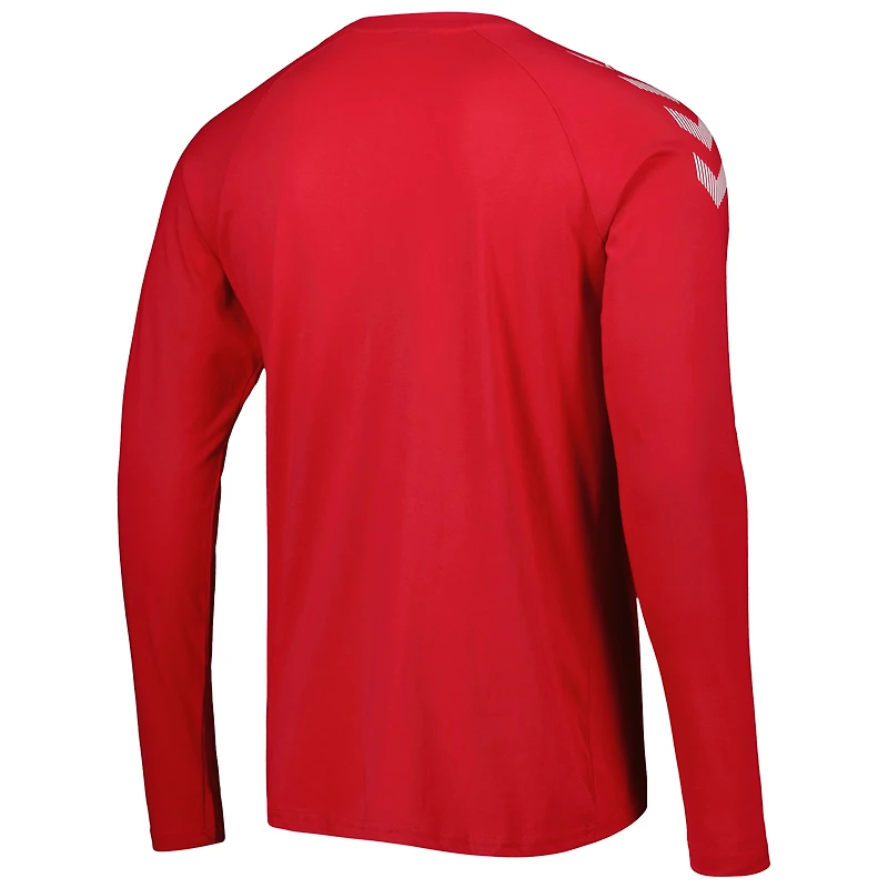 T-shirt à manches longues raglan de l'équipe nationale du Danemark rouge pour homme