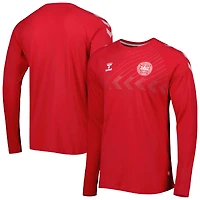 T-shirt à manches longues raglan de l'équipe nationale du Danemark rouge pour homme