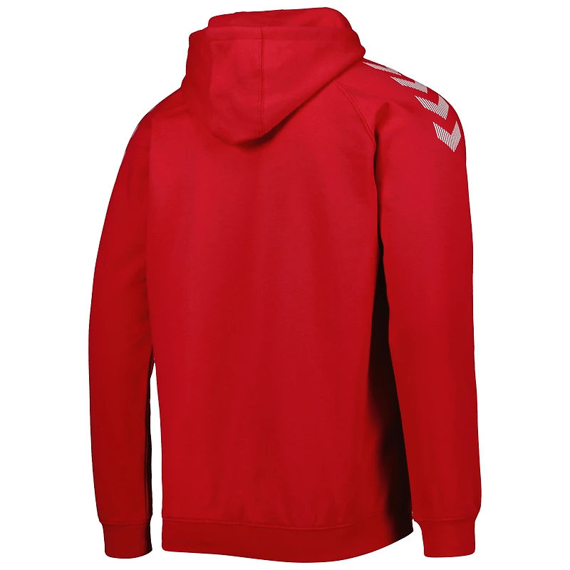 Men's Red Denmark National Team Fan Raglan Pullover Hoodie