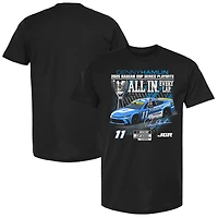 T-shirt noir à damier pour homme, motif sport, Denny Hamlin, Progressive Car Playoff