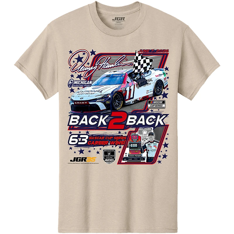 T-shirt homme Classic Ink Cream Denny Hamlin 2026 FireKeepers Casino 400, vainqueur de la course