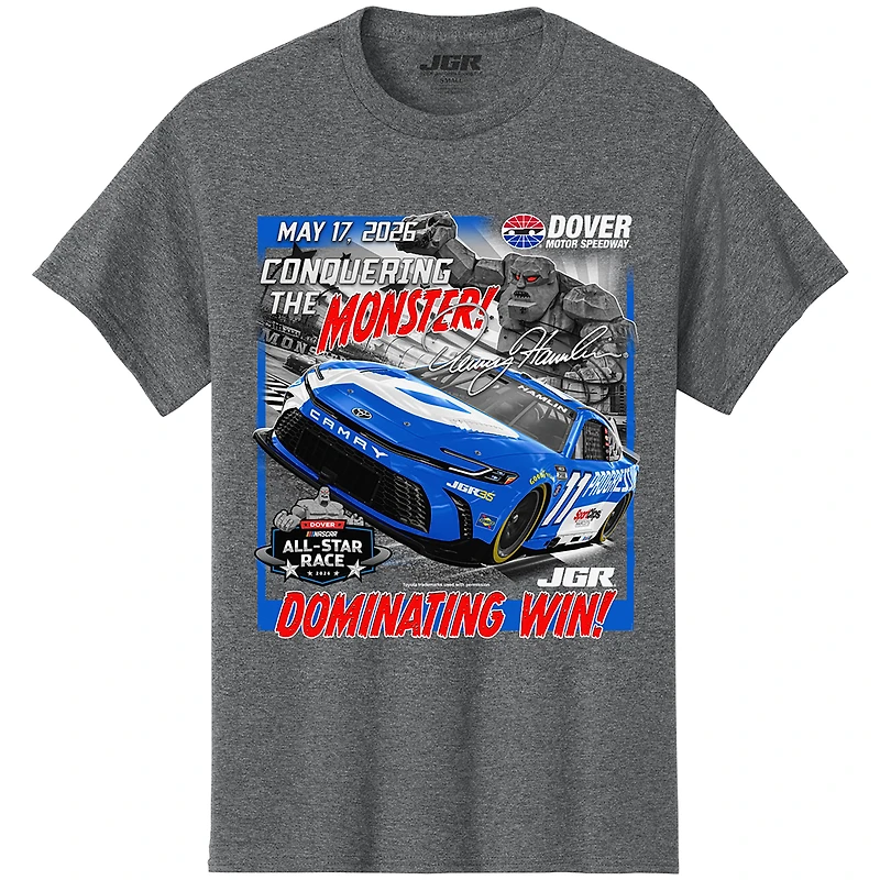 Men's Classic Ink Heather Charcoal Denny Hamlin 2026 NASCAR All-Star Race Winner T-Shirt