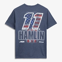Men's Classic Ink Heather Navy Denny Hamlin #11 Patriotic Number Tri-Blend T-Shirt