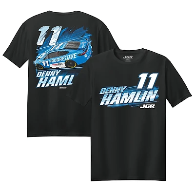 T-shirt noir pour homme de la collection Joe Gibbs Racing Team, Denny Hamlin Progressive Car