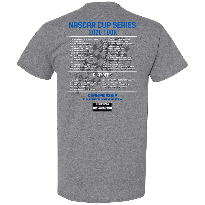 T-shirt pour homme Joe Gibbs Racing Team Collection Heather Charcoal Denny Hamlin, calendrier NASCAR 2026