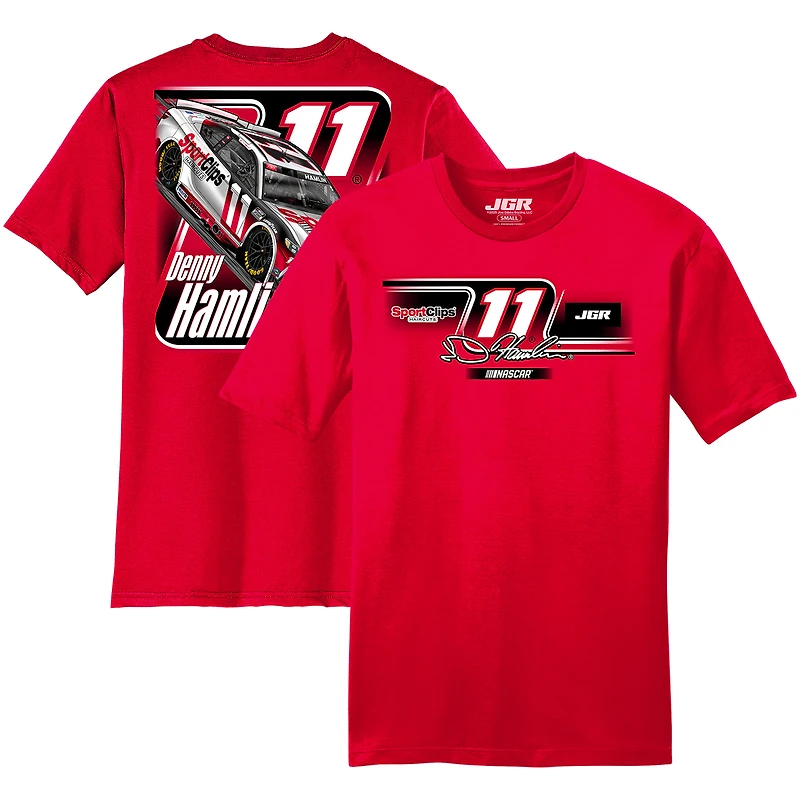 T-shirt rouge pour homme Joe Gibbs Racing Team Collection Denny Hamlin Sport Clips Car
