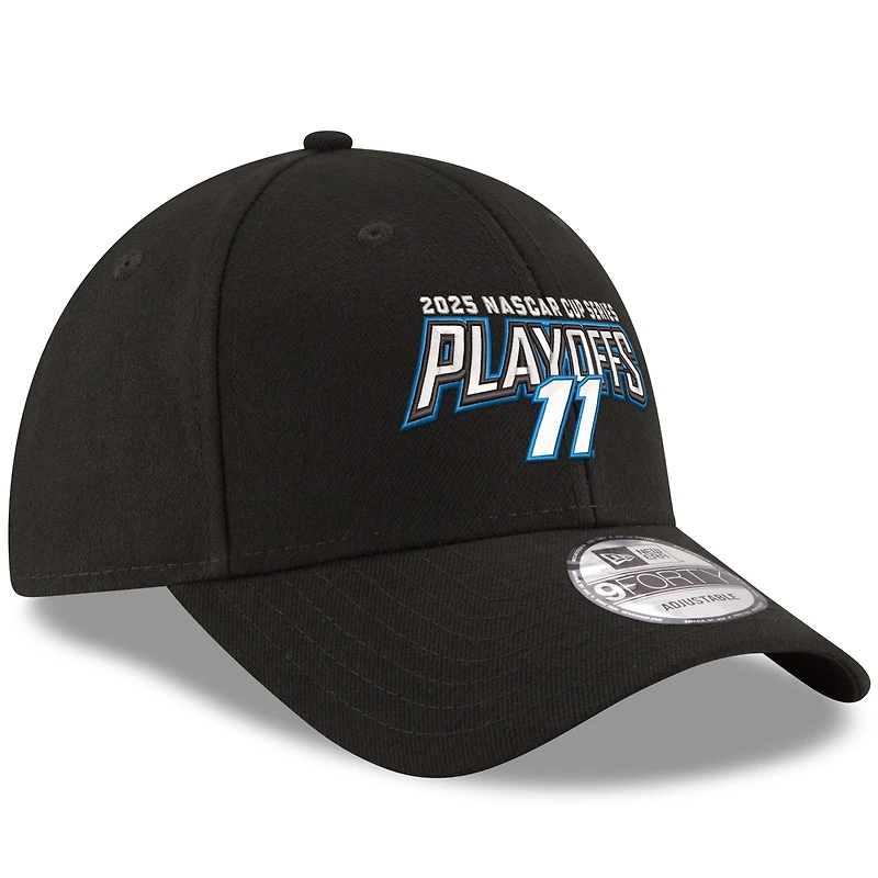 Casquette ajustable 9FORTY noire New Era Denny Hamlin pour homme, éliminatoires NASCAR Cup Series 2025
