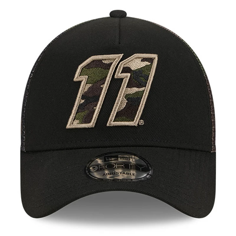 Men's New Era Black Denny Hamlin Camo 9FORTY A-Frame Trucker Adjustable Hat