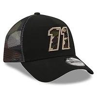 Men's New Era  Black Denny Hamlin  Camo 9FORTY A-Frame Trucker Adjustable Hat