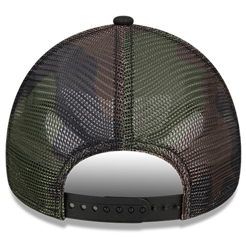 Men's New Era Black Denny Hamlin Camo 9FORTY A-Frame Trucker Adjustable Hat