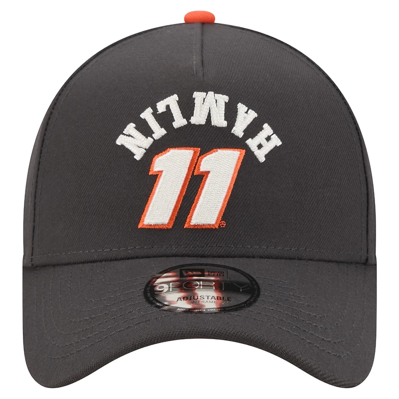 Men's New Era Black Denny Hamlin Upside-Down Chain Stitch A-Frame 9FORTY Adjustable Hat