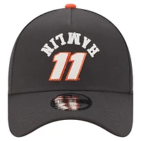Men's New Era  Black Denny Hamlin Upside-Down Chain Stitch A-Frame 9FORTY Adjustable Hat