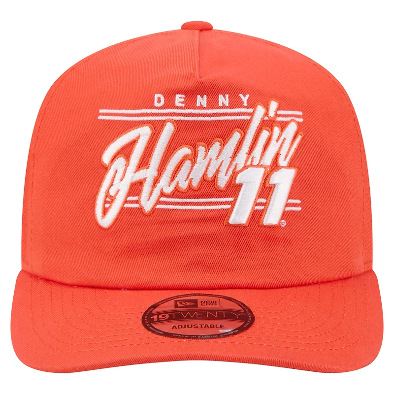 Men's New Era Orange Denny Hamlin Driver Script 19TWENTY Adjustable Hat
