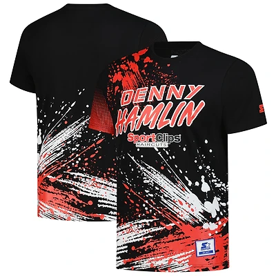 Men's Starter Black Denny Hamlin Touchdown Extreme T-Shirt