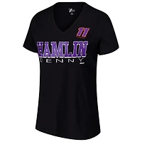 Women's G-III 4Her by Carl Banks Black Denny Hamlin Strategy V-Neck T-Shirt