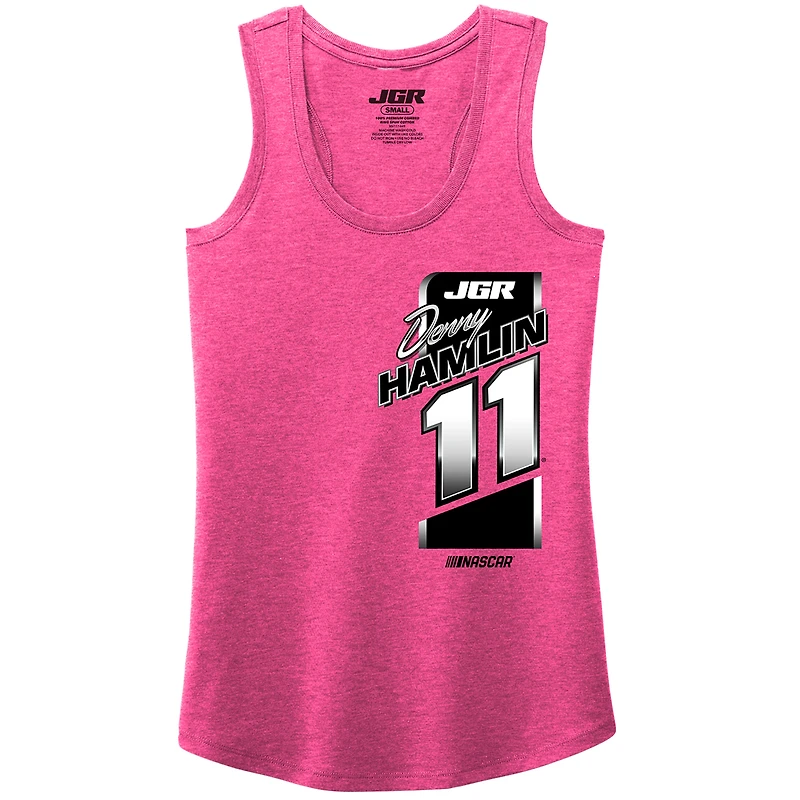 Women's Joe Gibbs Racing Team Collection Pink Denny Hamlin Name & Number Racerback Tank Top