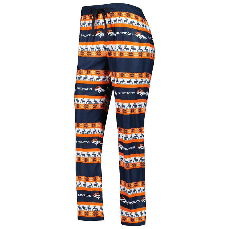 Women's FOCO Navy Denver Broncos Wordmark Ugly Pajama Set