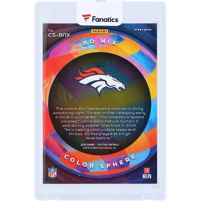 Carte de recrue Bo Nix Denver Broncos 2024 Panini Spectra Color Sphere #CS-BNX