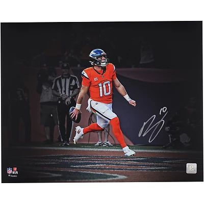Bo Nix Denver Broncos Autographed 16" x 20" Touchdown Celebration Spotlight Photograph