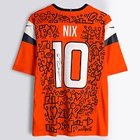 Bo Nix Denver Broncos Autographed Orange Nike Vapor F.U.S.E. Limited Jersey - Art by Alex Alpert - Limited Edition #1/1