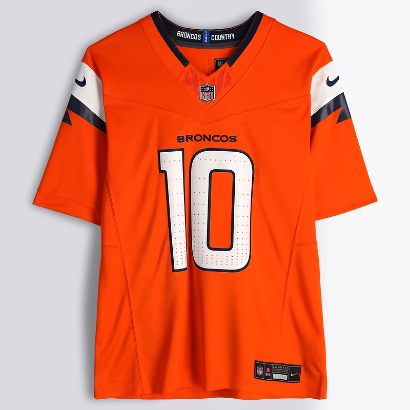 Bo Nix Denver Broncos Autographed Orange Nike Vapor F.U.S.E. Limited Jersey - Art by Cavier Coleman - Limited Edition #1/1
