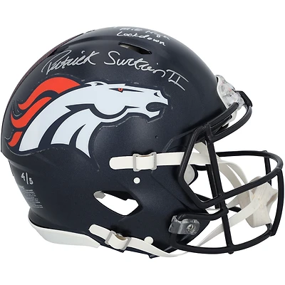 Casque Riddell Speed Authentic 2024 des Broncos de Denver, autographié par Champ Bailey et Patrick Surtain II, avec inscription « Mile High Lockdown » - Édition limitée à 5 exemplaires