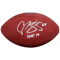 Ballon de football américain Duke en couleur, autographié par Champ Bailey des Denver Broncos, avec inscription « HOF 19 ».