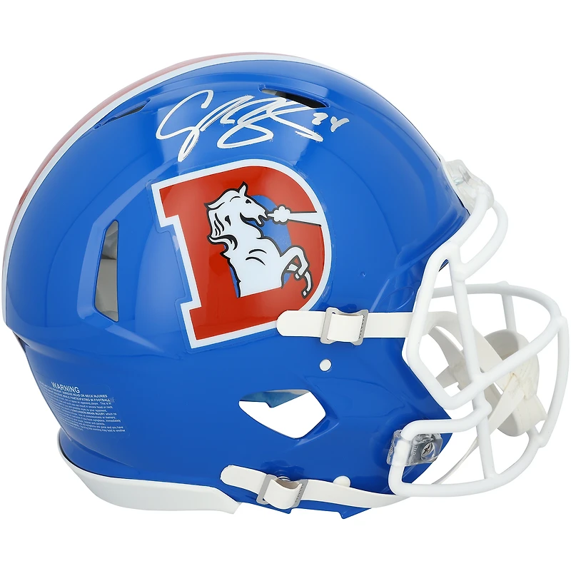 Casque Riddell authentique rétro Speed, autographié par Champ Bailey des Broncos de Denver (1975-1996)
