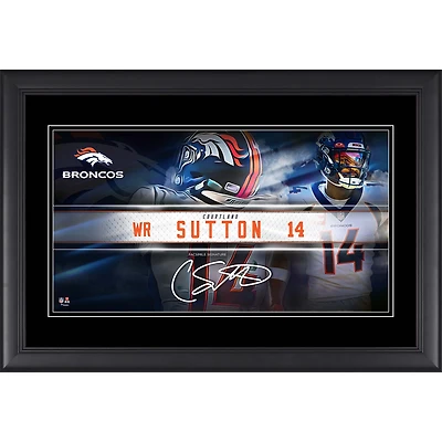 Collage de plaques signalétiques encadrées Courtland Sutton Denver Broncos Fac-similé Signature 10" x 18"