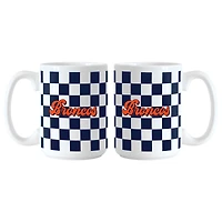 Denver Broncos 2-Pack 15oz. Checkered Wordmark Mug Set