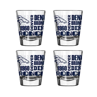 Denver Broncos 4-Pack 2oz. Shot Glass Set