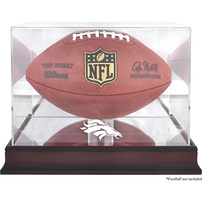 Denver Broncos Mahogany Football Logo Display Case with Mirror Back