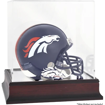 Vitrine de présentation pour mini casque avec logo en acajou des Denver Broncos