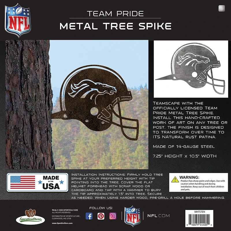 Pointe de casque d'art de jardin en métal Denver Broncos